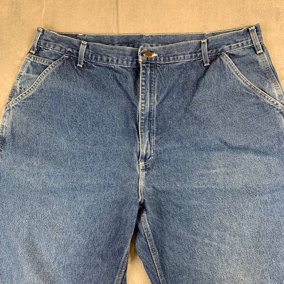 Carhartt Jeans Mens 42x36 Blue B13 STW Original Dungaree Fit Carpenter Pants - Picture 1 of 7
